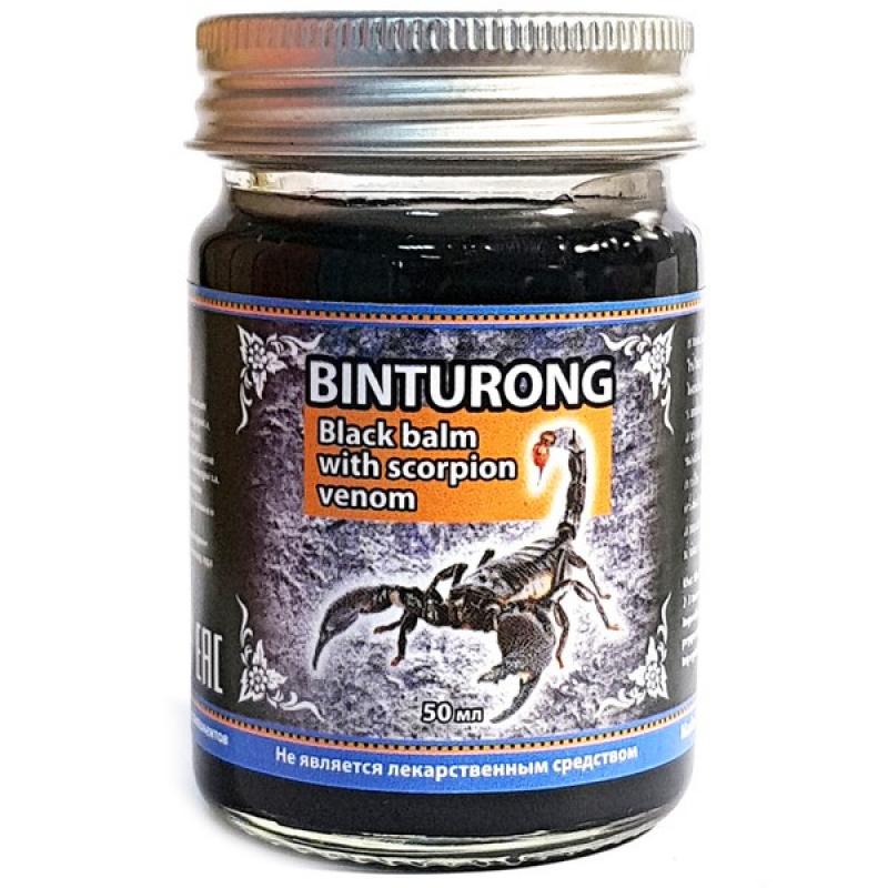 Черный тайский скорпион. Черный бальзам с ядом скорпиона Binturong Black Balm with Scorpion Venom, 50 гр. (Тайланд). Binturong мазь с ядом скорпиона. Бальзам массажный Scorpion Black Balm черный с ядом скорпиона, 50 г.